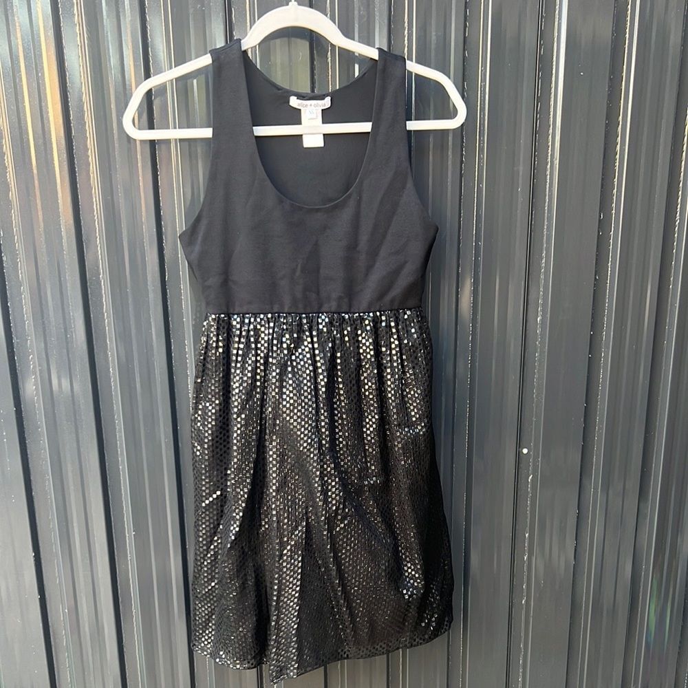 Alice + Olivia Womens Black Babydoll Sparkle Sleeveless Cocktail Mini Dress XS
